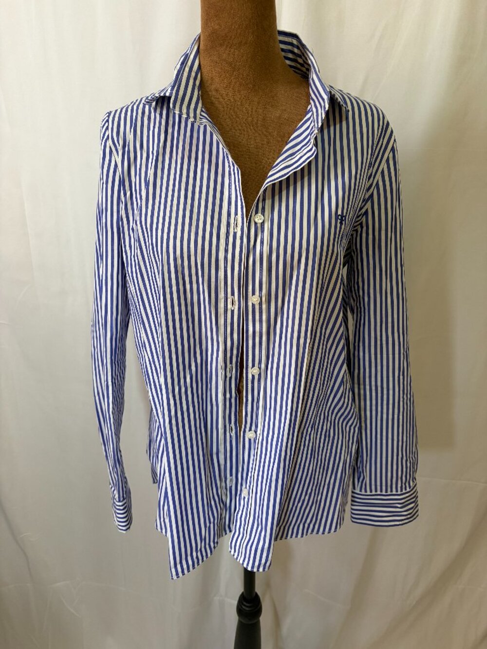 Silbon Blue White Striped Cotton Button Down Shirt EU 34 XS